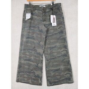 NWT Refrain Women's Camouflage Print Wide‎ Leg Jeans 13/31